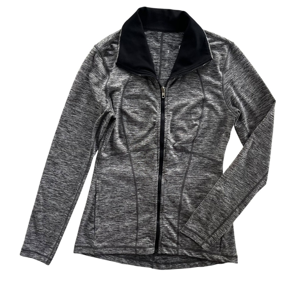 Reebok Women S Gray Black Full Zip Jacket Activewear Running Athlete Lightweight